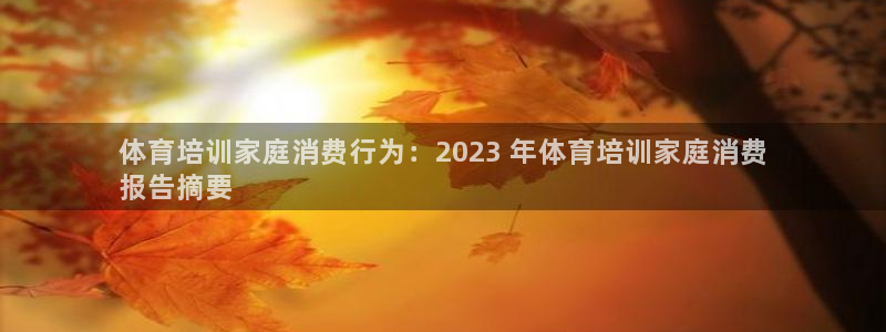 焦点娱乐有限公司官网：体育培训家庭消费行为：2023